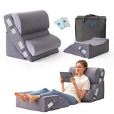 Ahpmeoa 6PCS Wedge Pillow Set for After Surgery, Back Support Pillow for Bed, Bed Wedge Pillow for Post Surgery, Back Rest Pillow for Sitting in Bed, Pillow for Back Pain Relief, Plush Grey