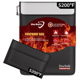 DocSafe Fireproof Document Bag (5200℉) with Fireproof Organizer Travel Case,Heat Insulated Fire＆Water Resistant 8 Layers Safe Money Bag Storage for Important Documents,Cash,Power Bank,Valuables,Black