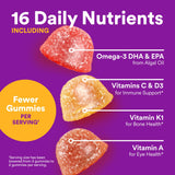 SmartyPants Toddler Multivitamin Gummies - Improved Formula: Omega 3 (DHA/EPA), Vitamins D3, C, Vitamin B12, B6, A, K & Zinc, Biotin, Gluten Free, Three Fruit Flavors, 60 Count (30 Day Supply)