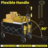 Wagons Cart Foldable, 360LBS Collapsible Wagon Cart with Wheels, Portable All Terrain Folding Utility Grocery Wagon for Shopping Camping Groceries Outdoor Sports, Heavy Duty, Rolling