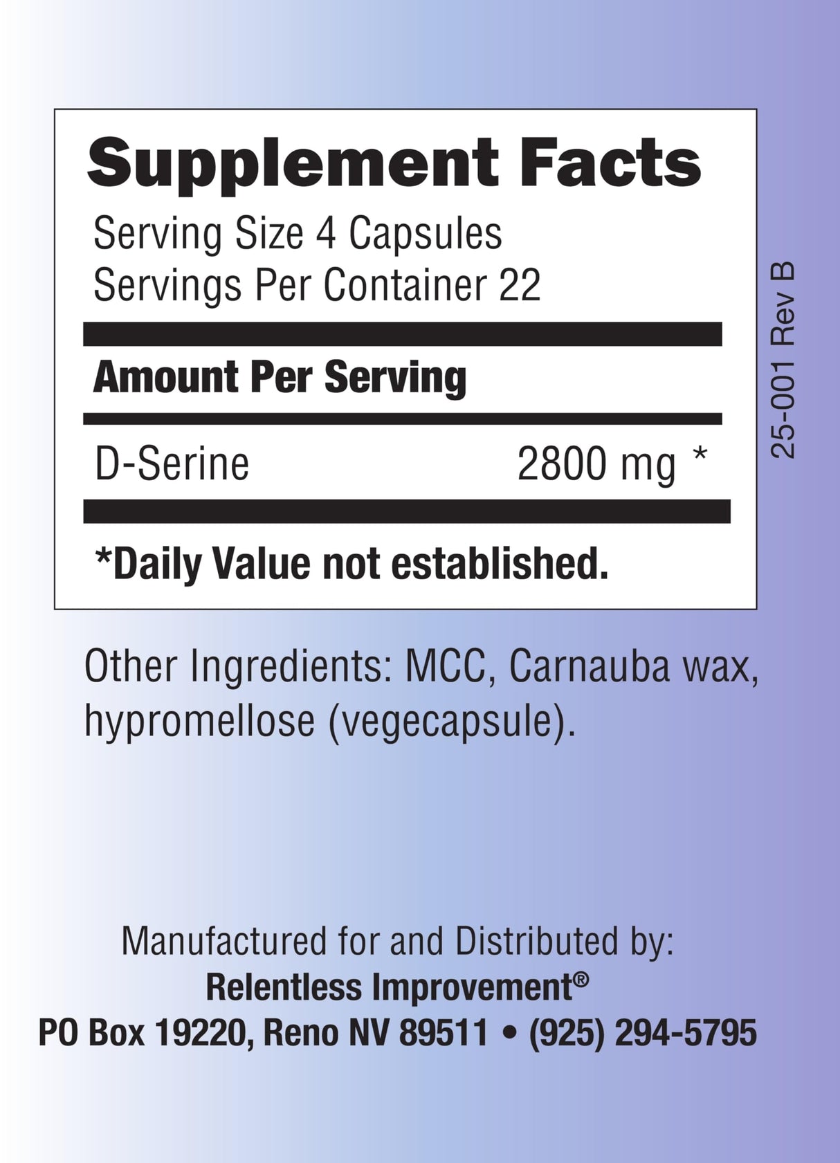 Relentless Improvement D-Serine