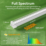 4FT Grow Lights for Indoor Plants,T8 5000K Full Spectrum Plant Light,270W(6 x 45W), LED Grow Light Strips whit Timer, Aluminum Reflector, Linkable,Plant Growing Lamp Fixture for Greenhouse Indoor 6pcs
