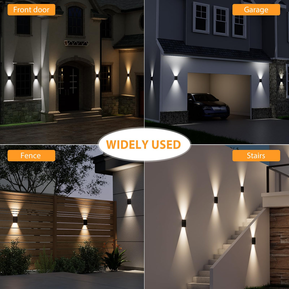 UGDLUCK Solar Wall Light Outdoor,3000/4000/6000K 3 Modes Dusk to Dawn Lighting Wall Sconce IP67 Waterproof Up and Down Solar Lights Outdoor for House, Garage, Porch,Doorway (2 Pack)
