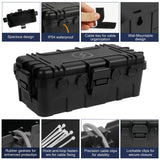 OUTDSPLY Medium Outdoor Electrical Box (11.6x5.2x4.1 inch), IP54 Waterproof Extension Cord Cover w/ 6 Cable Entry, Weatherproof Connection Box for Power Strip, Plug, Timer, Holiday Lights, Black