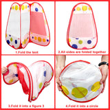 PopUp Princess Tent, Toddler Girl Toys Baby Ball Pit with LED Star Lights, Foldable Kid Play Tent with Carrying Bag, Indoor Outdoor 1 2 3 Year Old Girls Toy Gift for Birthday/ Christmas, Red