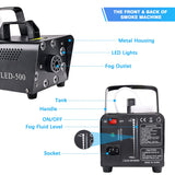 Upgraded Fog Machine, Mini Smoke Machine 2000CFM Fog Output 8 LED 13-colors Lights with Wireless Remote Support Timing, 500W Auto Spray Fogger for Christmas Halloween Party DJ Show Wedding Indoor Use
