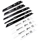 Amazon Basics Chromium Vanadium Steel Reciprocating Saw Blade Set with Organizer Pouch, Compatible For Plastic, 32-Pieces, Black & White