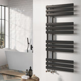 Go Bathrooms Black Towel Radiator 1130 x 500 Heated Towel Rail Vertical Designer Bathroom Radiator Heated Ladder Rail Central Heating