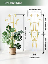 2Pcs Large Metal Trellis for Potted Plants Indoor, 33 Inch Tall Expandable Garden Trellis for Climbing Plants, Houseplant Support for Monstera, Ivy, Hoya Flower Outdoor (Gold)
