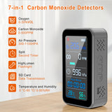 Portable Carbon Monoxide Detectors for Travel | 7-in-1 O2/CO Alarm with Air Pressure | Temperature, Humidity Sensors & 230-Hour Standby | Room Oxygen Monitor for Home, Hotel, Camping, RV