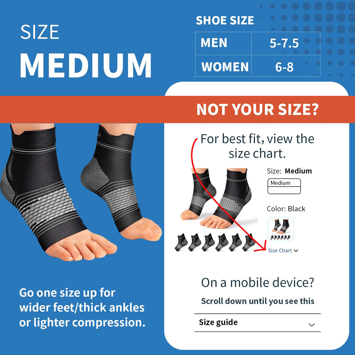 Plantar Fasciitis Sock (6 Pairs) for Men and Women, Compression Foot Sleeves with Arch and Ankle Support (Black, Medium)