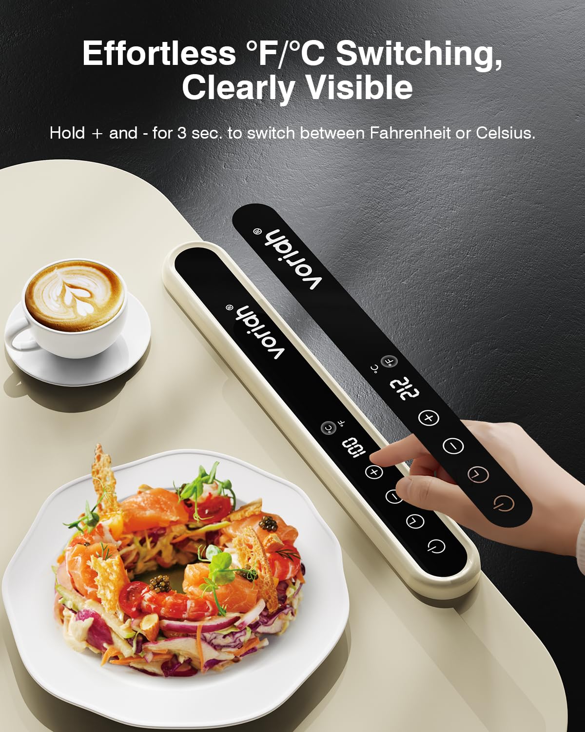 Voriah Warming Mat for Food,27.5x15.7" Large Electric Buffet Warming Tray, 7 Temp Levels, 99H Continuous Heat, ℉/℃ Switch, Patented Fast-Heat Design for Parties, Family Meals, Daily Use Apricot