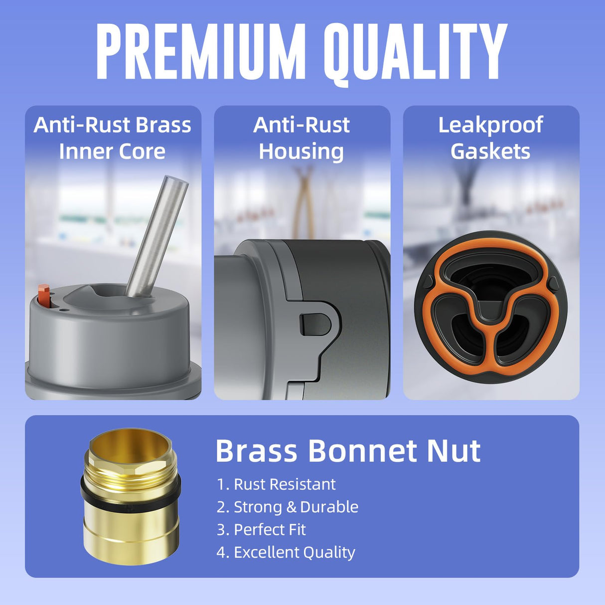 RP50587 Cartridge Replacement for Delta Most DST Single Handle Kitchen and Bathroom Faucets, Compatible with 36mm DIAMOND Seal Technology Models, Includes RP51503 Bonnet Nut