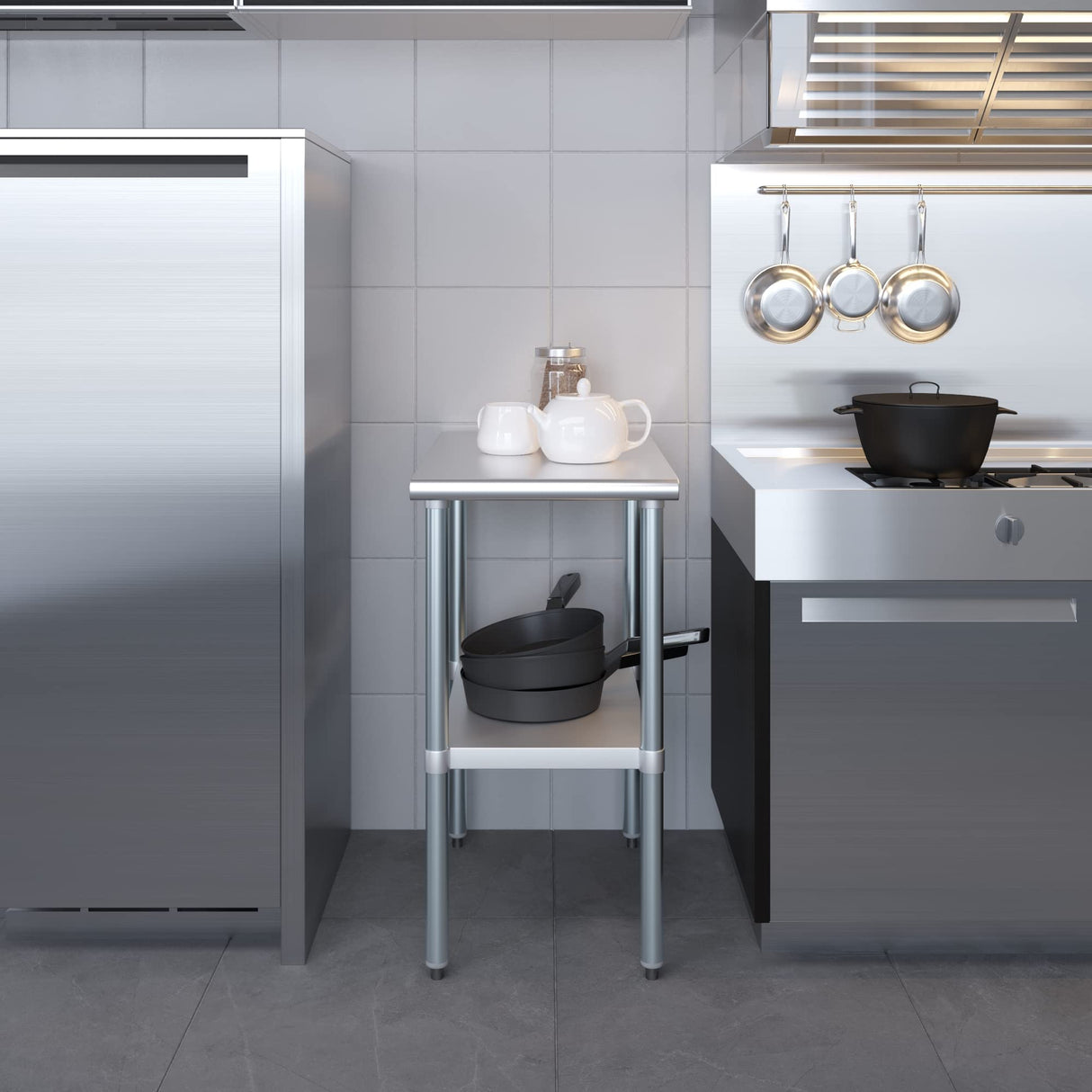 AmGood 30 in. x 18 in. Stainless Steel Work Table | Metal Kitchen Food Prep Table | NSF