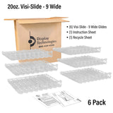 Visi-Slide 20oz Soda Beverage Dispenser - Gravity Fed Glide for Angled Shelves for Coolers, Commercial Refrigerators, Cold Vaults (Pack of 6) Drink Organizer for Cans, Bottles and More