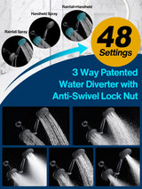 Cobbe 48-Setting 3-Way High Pressure Shower Head Combo with Handheld & Rain Shower - Black