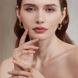 Cicy Bell 18k Gold Plated Earrings for Women Trendy Irregular Waterdrop Melting Liquid Cubic Zirconia Statement Drop Earrings Jewelry Gifts
