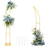Wedding Flower Arch Stand Kit, 6.9FT & 6.2FT Balloon Moon Arch Backdrop Stand Metal Half Gold for Wedding Proposal Anniversary Bridal Shower Background Stand Party Decorations Indoor & Outdoor