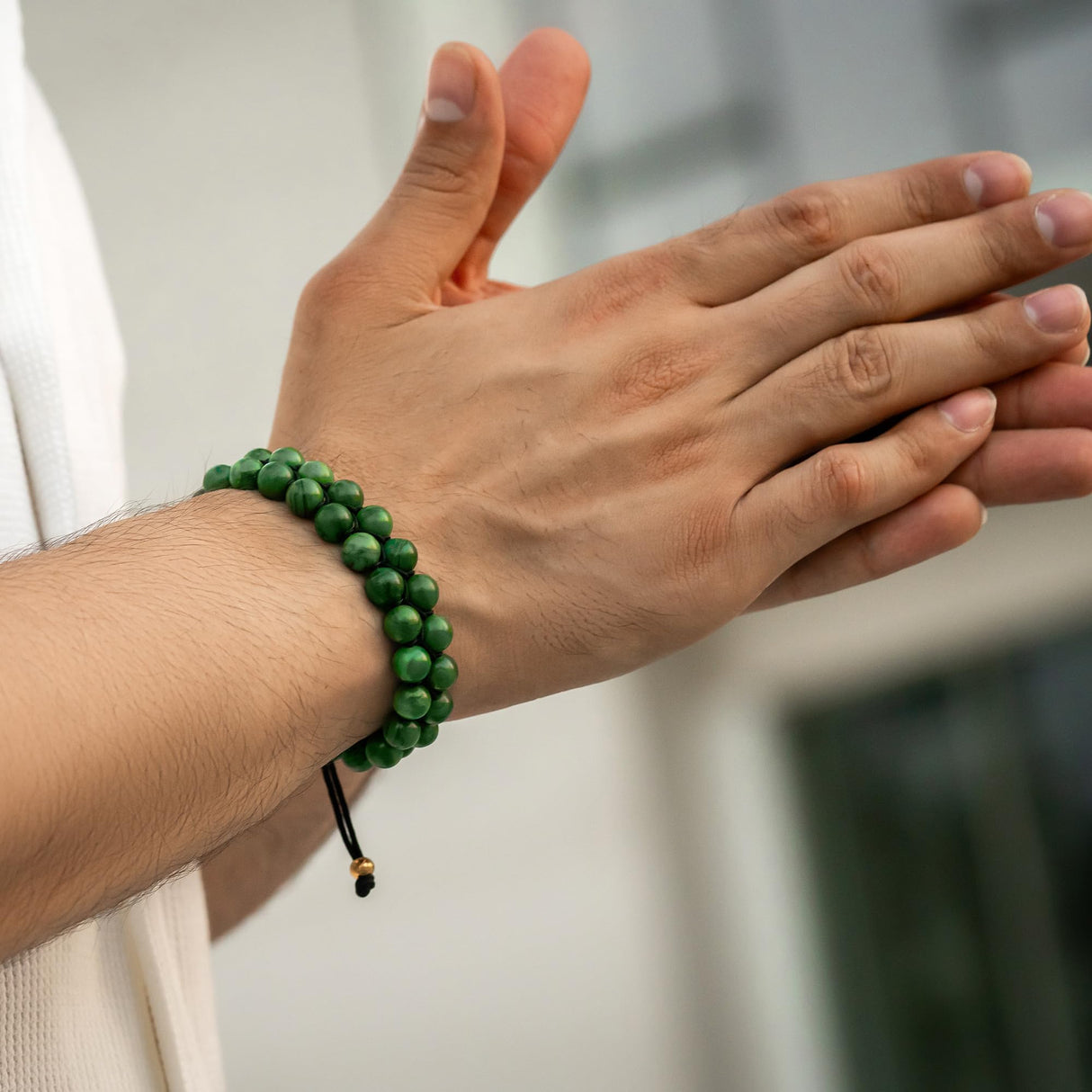 Jade Bracelet for Men – Premium Artisan Handcrafted Authentic Dark Green Jade Bracelet – 8MM Beaded Stone Mens Jade Bracelets (Morocco)