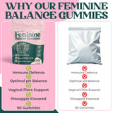 Premium Feminine Balance Gummies for Women’s - Hawaiian Pineapple Gummies for Women pH, 4-in-1 Benefits Includes pH Balance, Healthy Odor, Flora and Immune Support -90 Count (Vegan & Gluten-Free)