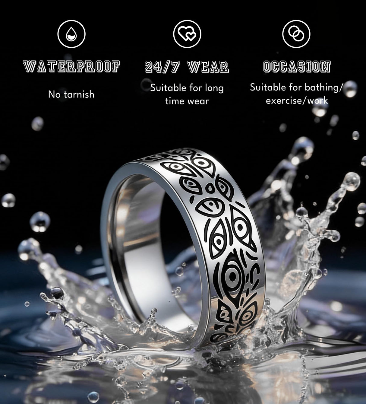 WAINIS 12Pcs Stainless Steel Vintage Signet Rings for Men