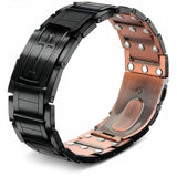 POLLDAN Cross Copper Bracelet for Men 6200 Gauss | Mens Bracelet 99.99% Pure Copper - Adjustable Fit | Christian Cross Magnetic Bracelets for Men - Stylish Religious Jewelry (Black Copper)