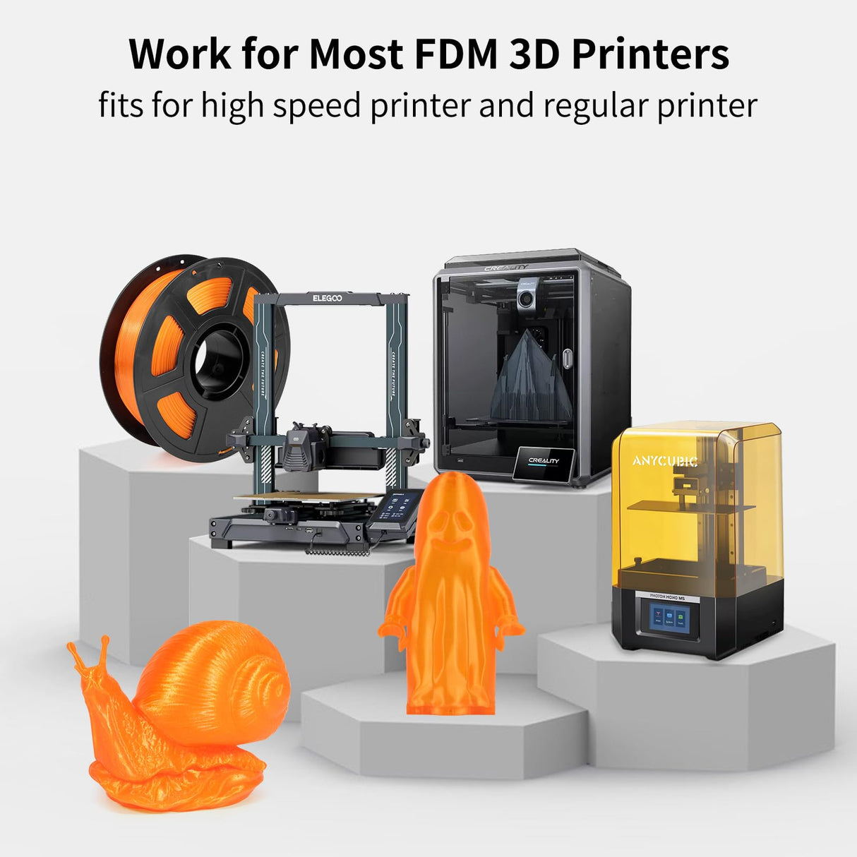 IEMAI Clear PETG Filament 1.75mm Orange 1kg, Crystal Transparent 3D Printer Filament Up to 600mm/s Printing, Good Toughness for Halloween, Christmas & Creative Projects