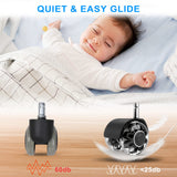 Office Chair Caster Wheels (Set of 5),Heavy-Duty Chair Wheels Support 2200lbs,Mute Rubber Chair Casters for Hardwood Floors and Carpet,2 Inch Universal Fit (Black)