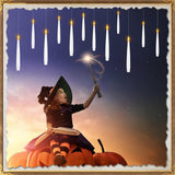 Sunjas 20 PCS Floating Candles with Wand LED Magic Hanging Candle Battery Operated Candle with 21 Batteries Include Flickering Warm Light Floating Candles for Christmas Halloween Decoration