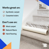 TapeManBlue Carpet Protection Film 24" x 200' roll, Self Adhesive Plastic Carpet Protector Film with Clean Removal & Easy Unwind, Durable Protection Tape to Shield Your Surface from Dirt and Spills