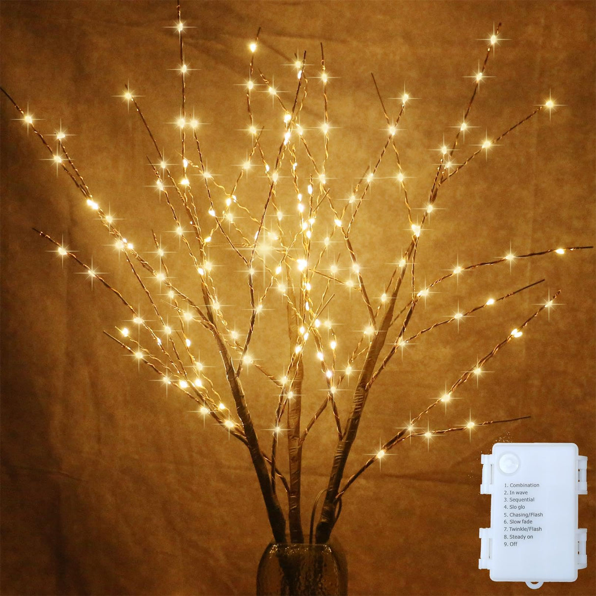 2 Pack Lighted Prelit Twig Tree Branches Lights with Timer, Battery Operated, Christmas Holiday Decorative Sticks Vase Filler for Home Decoration (31inch)