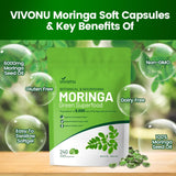VivoNu Moringa Capsules | Pure Moringa Leaf Extracts, Energy, Skin & Gut Health Superfood, Rich in Antioxidants, Essential Vitamins & Amino Acids, Natural Green Superfood Supplement