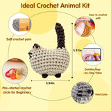 Crochet Kit for Beginners, Crochet Cat Beginner Crochet Kit for Adults, Amigurumi Crochet Animals Cat Crafts Crochet Kits, Easy Knitting Kit Christmas Gifts