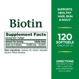 Nature's Bounty Biotin Hair Skin and Nails Vitamins, Supports Healthy Hair, Skin and Nails, 10,000 mcg, 120 Count (Pack of 3)