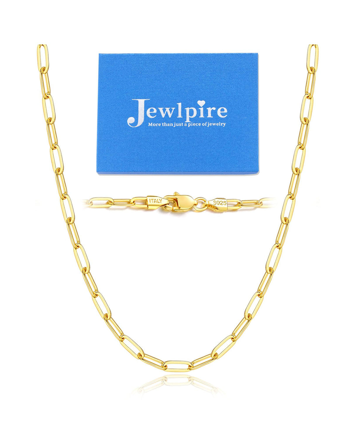 Jewlpire 14K Gold Plated Paperclip Necklace for Women, 14K Gold Plated Chain for Women 3mm Women's Chain Necklaces, Paperclip Chains 20 Inch