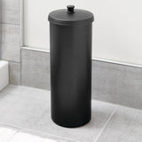 iDesign Freestanding Bathroom Toilet Paper Storage Holder with Lid for 3 Extra Rolls, Matte Black