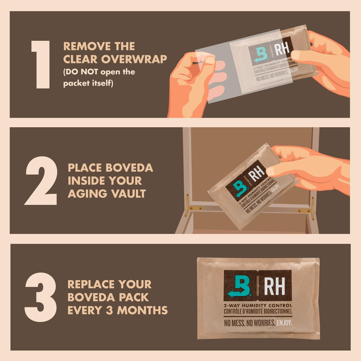 Boveda 75% Two-Way Humidity Control Packs – Size 60 – 12 Pack – Fix Major Moisture Loss/Low RH in Non-Plastic Humidifier – Moisture Absorbers – Individually Wrapped Hydration Packets