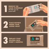 Boveda 75% Two-Way Humidity Control Packs – Size 60 – 12 Pack – Fix Major Moisture Loss/Low RH in Non-Plastic Humidifier – Moisture Absorbers – Individually Wrapped Hydration Packets