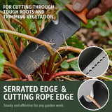 Hori Hori Garden Knife 7" with Sheath – Heavy Duty Stainless Steel Multi-Purpose Tool for Weeding, Digging & Planting, Serrated & Straight Full-Tang Blade, Non-Slip Rubber Handle with Safety Guard