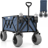 Rangland Beach Wagon with Big Wheels for Sand - All Terrain Steel Frame Utility Cart with 9" Pneumatic Tires, Collapsible Folding Design (Sand Warrior RX800)