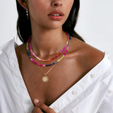 KELORIS PATH Beaded Necklace for Women, Colorful Gemstone Choker for Summer(05)