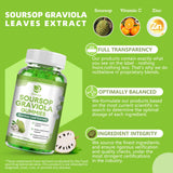 (2 Pack) Soursop Graviola Gummies - Soursop Leaves Extract w/Vitamin C, Zinc & Whole Natural Food for Immunity, Liver, Zzz & Antioxidant, Gluten Free, Vegan, 120 Gummies