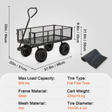 HEAHOLD Heavy Duty Garden Wagon Cart – 880 LBS Steel Utility Cart with All-Terrain 3.50-4" Solid Wheels, 10" Tires, 180° Rotating Handle, Removable Sides, Laser-Welded Frame