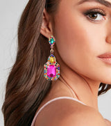 Colorful Statement Earrings for Women, Rhinestone Dangle Drop Earrings
