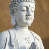 Greens Word Sculptures Buddha Statue, Garden Statues 23.6 Inch Tall, Large Magnesium Oxide Praying Buddha Sculpture Indoor & Outdoor, Spiritual Statue for Home Decor Yard Porch Patio, White