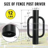 Fumingpal T Post Driver - 12LB Fence Post Driver Heavy Duty Hand Post Pounder with Handle Black Steel Rammer for U Fence Post Wooden Post Hole Diggers,Black