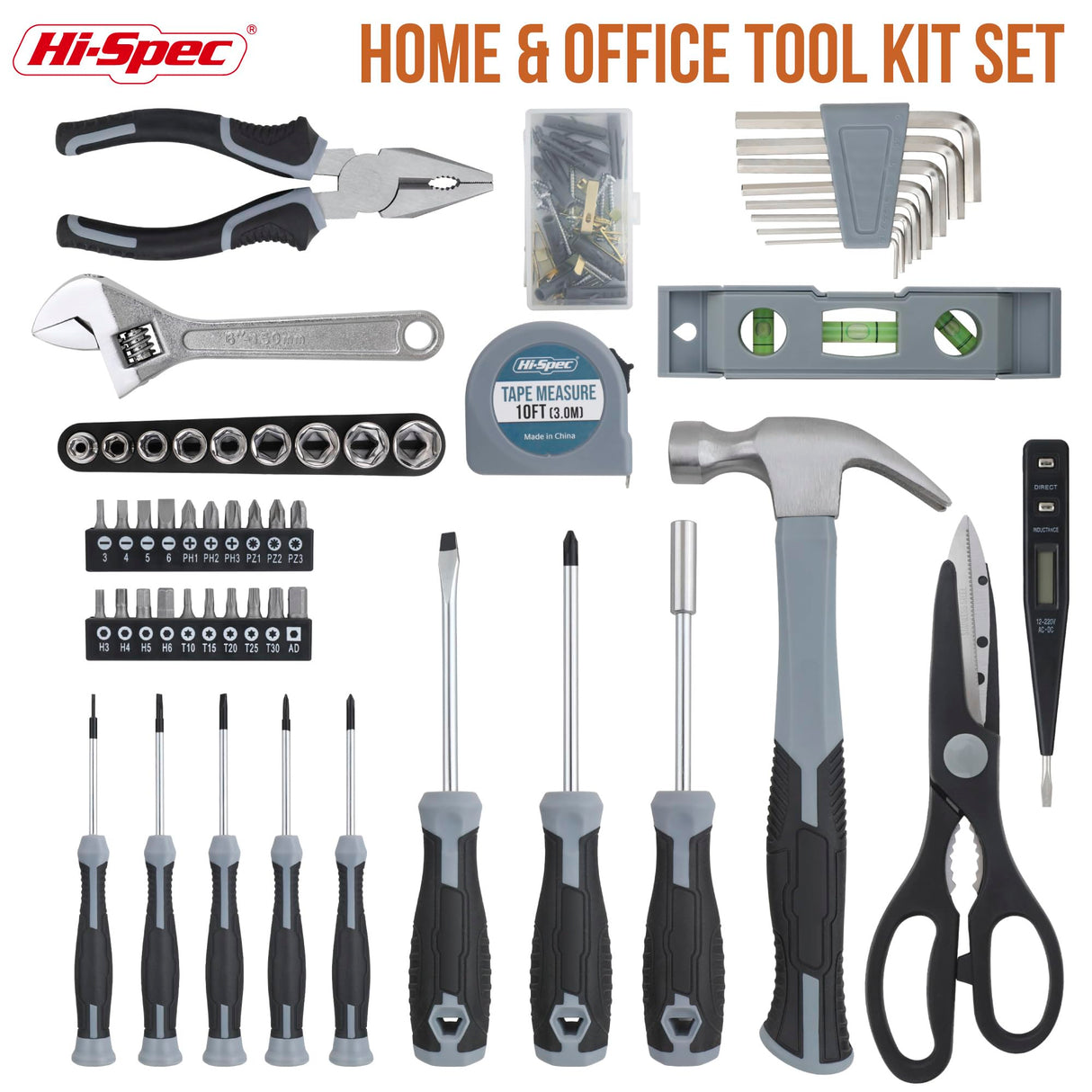 Hi-Spec 54pc General Household Tool Set – Home & Garage Hand Tool Kit with Toolbox Storage Case for DIY, Basic Repairs, Apartment, First-Time Homeowner & Everyday Home Maintenance