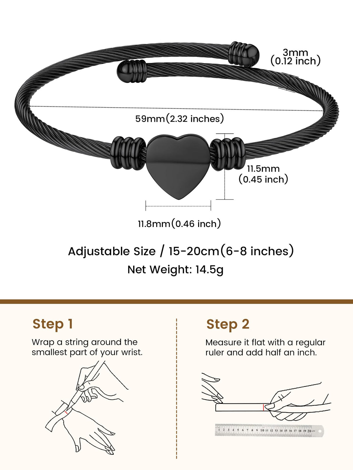 GoldChic JEWELRY Black Heart Bracelets for Women, Dainty Charm Bracelet