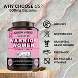 Warrior Women's Beef Organ Superfood Supplement (Beef Heart, Liver, Colostrom & 4 More) - 100% Grass Fed & Grass Finished - Balance Hormones, Energy, & More for Women (60 capsules, 500 mg each)