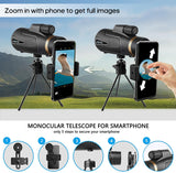 Birthday Gifts for Men Dad Husband Him, 12x60 Monocular Telescope with Smartphone Holder & Upgraded Tripod, High Powered SMC & BAK4 Scope, Gifts for Christmas, Outdoors Hiking Gifts